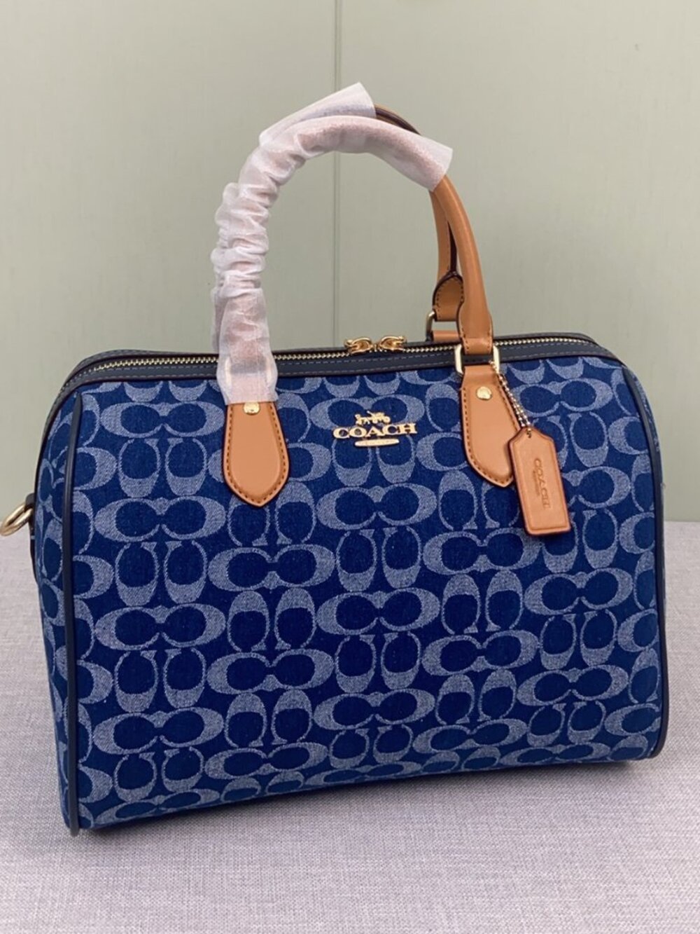 Coach Rowan Large Satchel Bag In Signature Denim Canvas - Picture 3 of 9